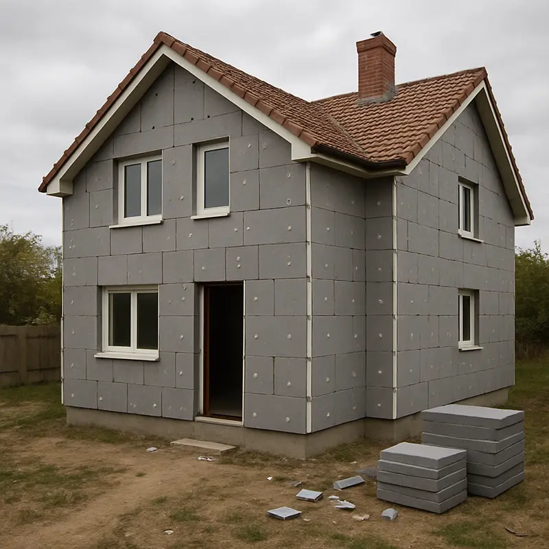House with insulation board
